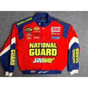 Team Caliber NASCAR National Guard‎ Subway Racing Jacket Mens Large Red Cotton L